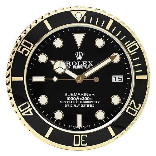 Submariner Wall Clock | Black with Gold frame