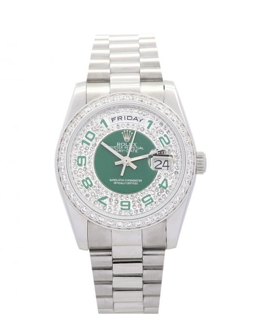 Replica Rolex Day-Date Green and Silver Dial 118346