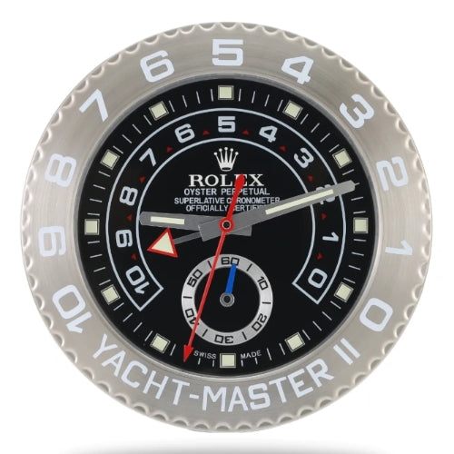 Yachtmaster II Wall Clock | Silver & Black Style