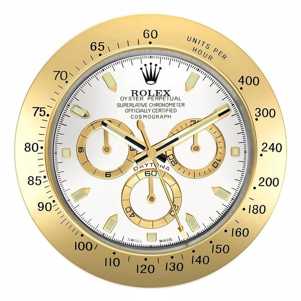 Daytona Wall Clock | Gold & White Style