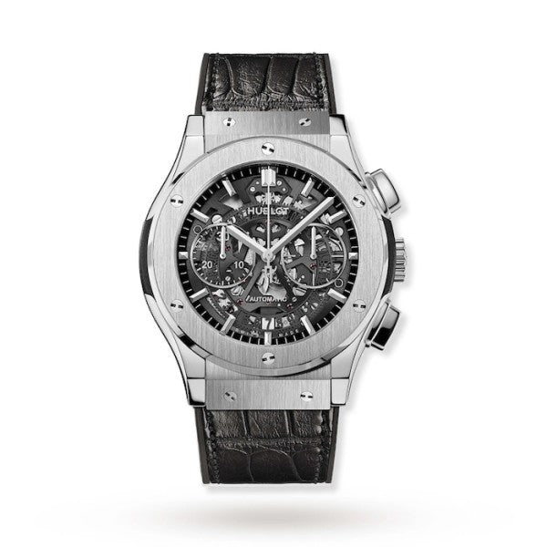 Hublot Classic Fusion Men Automatic Skeleton Leather Watch 525.NX.0170.LR