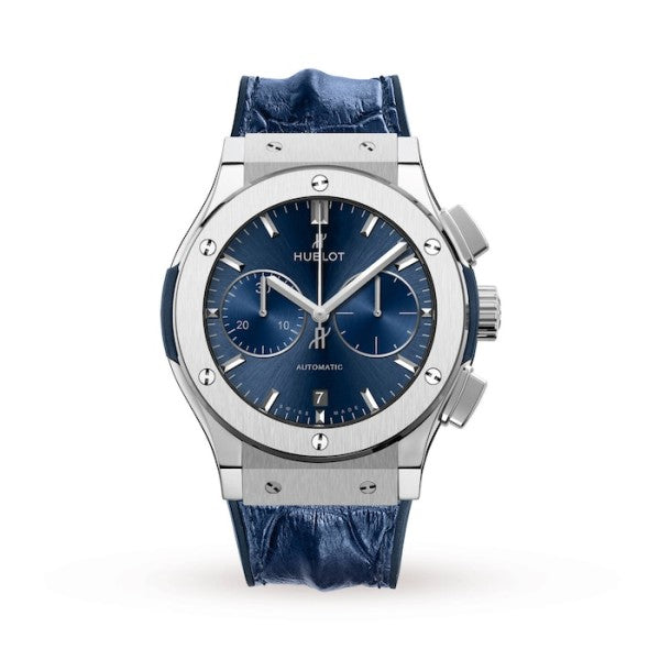 Hublot Classic Fusion Men Automatic Blue Alligator Watch 521.NX.7170.LR