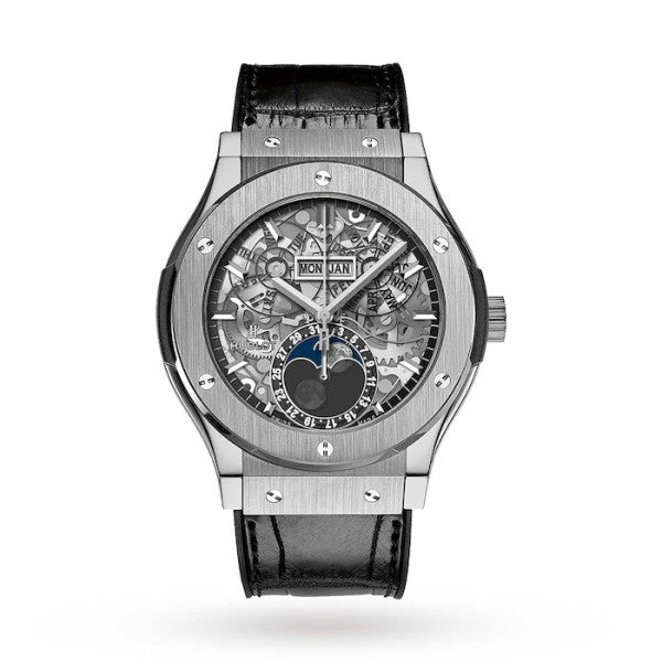 Hublot Classic Fusion Men Automatic Skeleton Leather Watch 517.NX.0170.LR