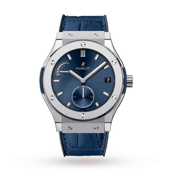 Hublot Classic Fusion Men Automatic Blue Rubber and Alligator Watch 516.NX.7170.LR