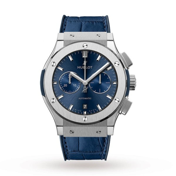 Hublot Classic Fusion Men Automatic Blue Rubber and Alligator Watch 541.NX.7170.LR