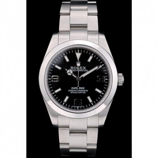 Replica Rolex Explorer Stainless Steel Bezel Black Dial 42002