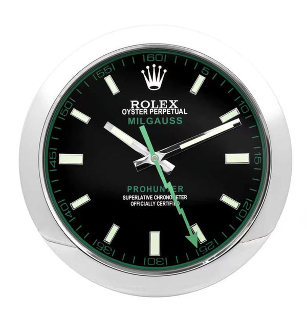 Milgauss Wall Clock Silver & Black | Green Dial