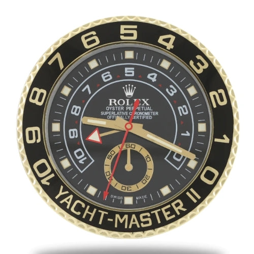 Yachtmaster II Wall Clock | Black & Gold Style