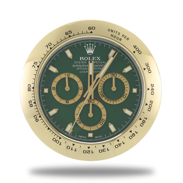 Daytona Wall Clock | Gold & Green Style