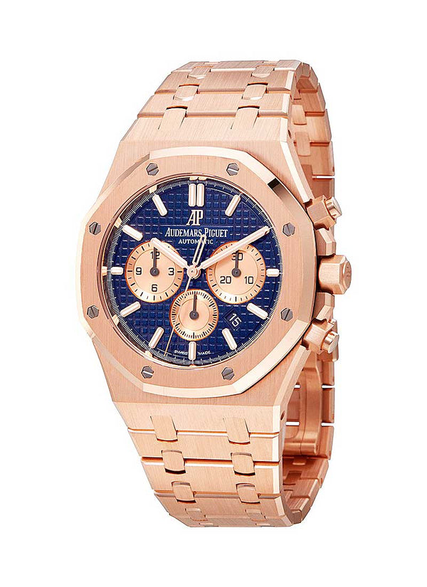 Super Clone Audemars Piguet Royal Oak Chrono Rose Gold Blue Dial