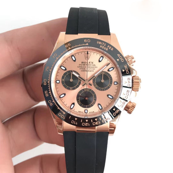 Replica Rolex Daytona Cosmograph 116515LN AR Factory Rose Gold Black Dial Swiss