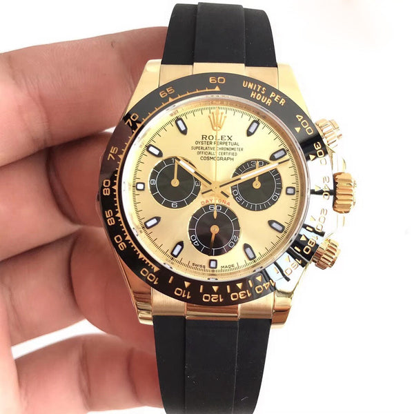 Replica Rolex Daytona Cosmograph 116518LN AR Yellow Gold Champagne Dial Swiss