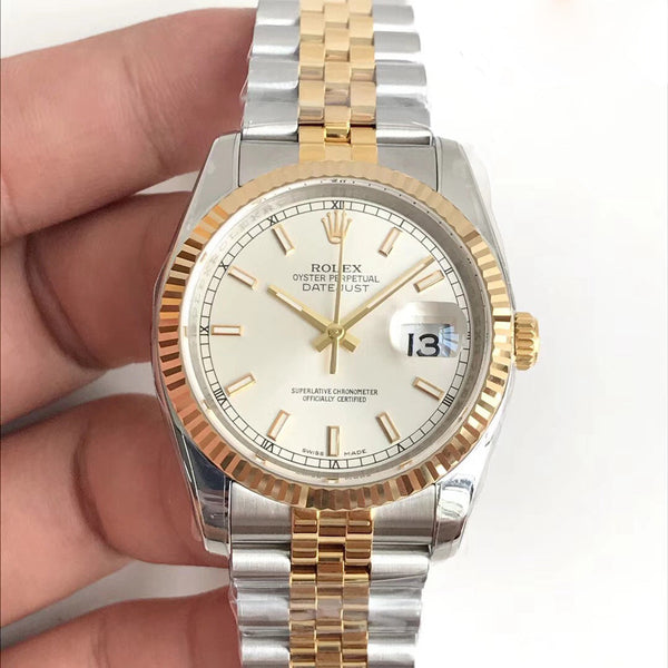 Replica Rolex Datejust 36MM 116233 AR V2 Stainless Steel & Yellow Gold Silver Dial