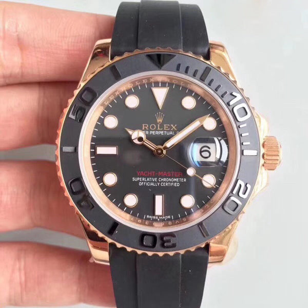 Replica Rolex Yacht-Master 40 116655 AR Rose Gold Black Dial