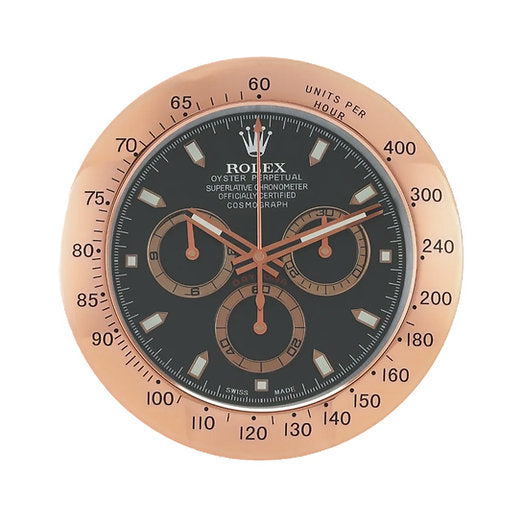 Daytona Wall Clock | Rose Gold & Black Style