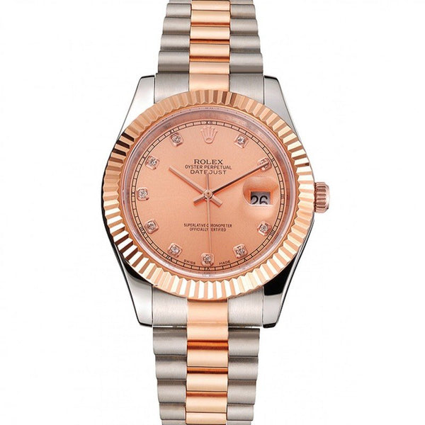 Replica Rolex Datejust Rose Gold Dial And Bezel Stainless Steel Case Two Tone Bracelet