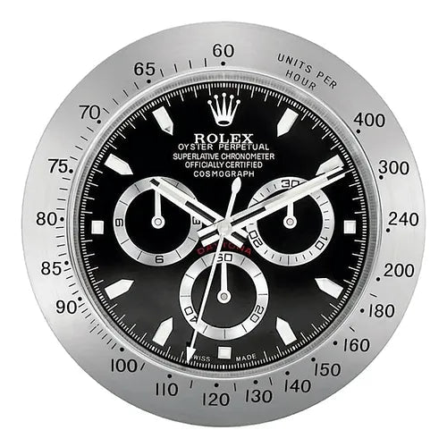 Daytona Wall Clock | Silver & Black Style