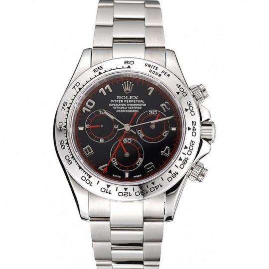 Replica Rolex Daytona Stainless Steel Bracelet Black Dial 80296