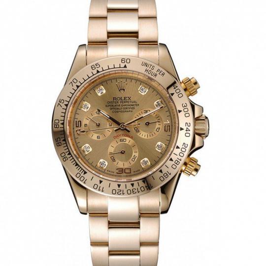 Replica Rolex Cosmograph Daytona Brown Dial Diamond Numerals Gold Case And Bracelet 1454245