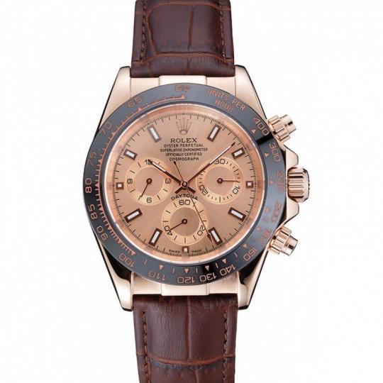 Replica Rolex Cosmograph Daytona Brown Dial Rose Gold Case Brown Leather Bracelet 1454243